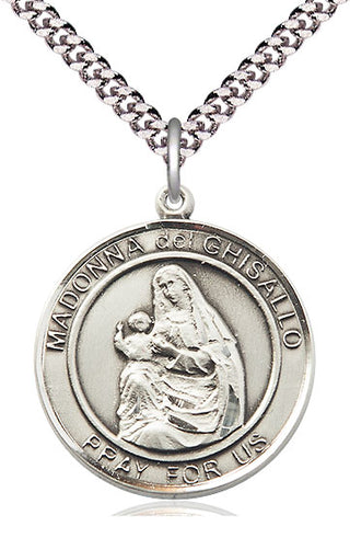 Pewter Madonna del Ghisallo Medal Catholic Jewelry Engraved Catholic Saint Jewelry