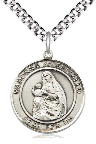 Pewter Madonna del Ghisallo Medal Catholic Jewelry Engraved Catholic Saint Jewelry