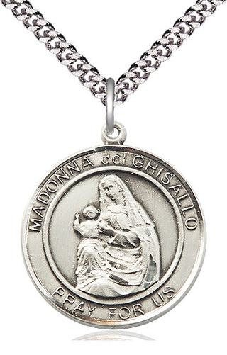 Pewter Madonna del Ghisallo Medal Catholic Jewelry Engraved Catholic Saint Jewelry