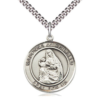 Sterling Silver Madonna del Ghisallo Medal Catholic Jewelry Engraved Catholic Saint Jewelry
