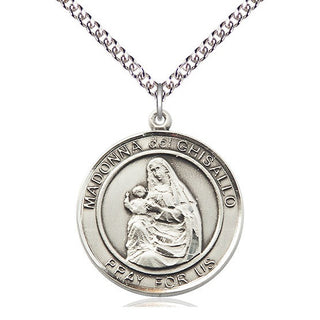 Sterling Silver Madonna del Ghisallo Medal Catholic Jewelry Engraved Catholic Saint Jewelry