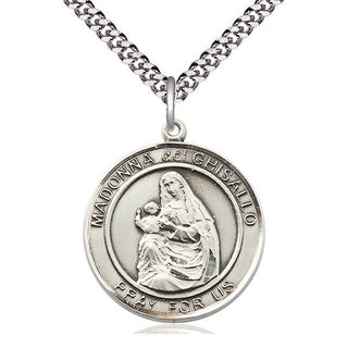 Sterling Silver Madonna del Ghisallo Medal Catholic Jewelry Engraved Catholic Saint Jewelry