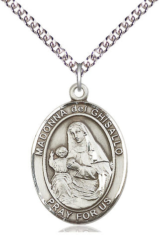 Sterling Silver Saint Madonna Del Ghisallo Medal Catholic Jewelry Engraved Catholic Saint Jewelry