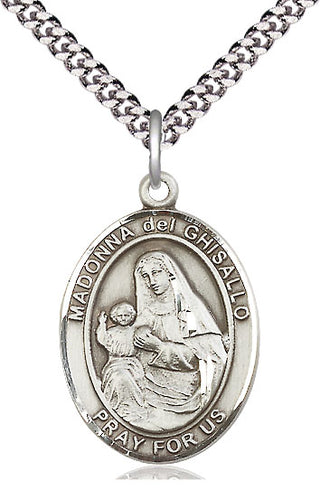 Sterling Silver Saint Madonna Del Ghisallo Medal Catholic Jewelry Engraved Catholic Saint Jewelry