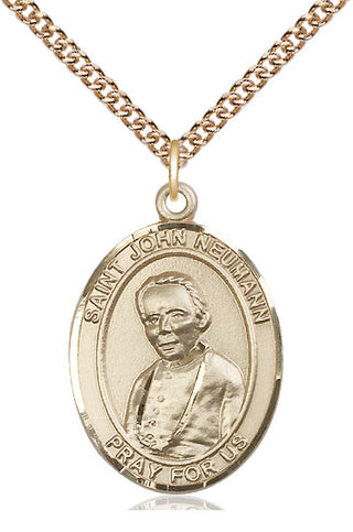 14kt Gold Filled Saint John Neumann Medal Catholic Jewelry Engraved Catholic Saint Jewelry