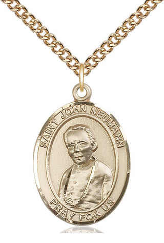 14kt Gold Filled Saint John Neumann Medal Catholic Jewelry Engraved Catholic Saint Jewelry
