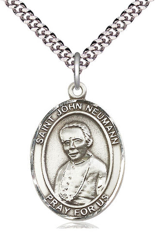 Pewter Saint John Neumann Medal Catholic Jewelry Engraved Catholic Saint Jewelry