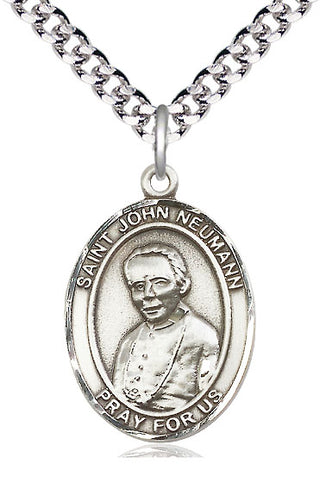 Pewter Saint John Neumann Medal Catholic Jewelry Engraved Catholic Saint Jewelry