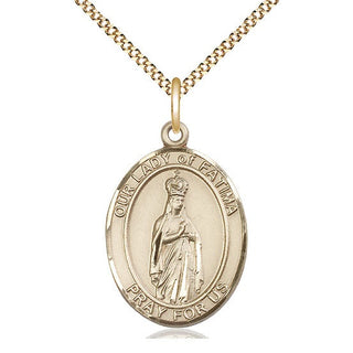 14kt Gold Filled Our Lady of Fatima Medal Catholic Jewelry Engraved Catholic Saint Jewelry