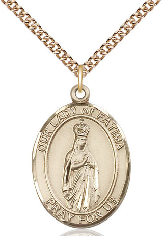 14kt Gold Our Lady of Fatima Medal Engraved Catholic Saint Jewelry