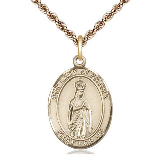 14kt Gold Our Lady of Fatima Medal Engraved Catholic Saint Jewelry