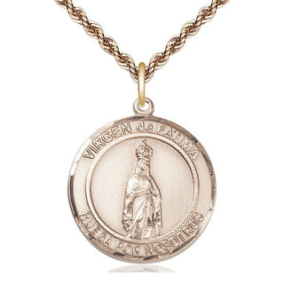 14kt Gold Filled Virgen de Fatima Medal Catholic Jewelry Engraved Catholic Saint Jewelry