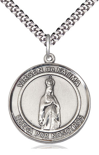 Pewter Virgen de Fatima Medal Catholic Jewelry Engraved Catholic Saint Jewelry