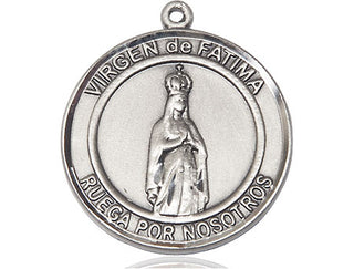 Sterling Silver Virgen de Fatima Medal Catholic Jewelry Engraved Catholic Saint Jewelry