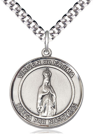 Sterling Silver Virgen de Fatima Medal Catholic Jewelry Engraved Catholic Saint Jewelry