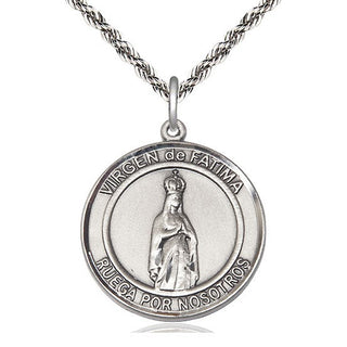 Sterling Silver Virgen de Fatima Medal Catholic Jewelry Engraved Catholic Saint Jewelry