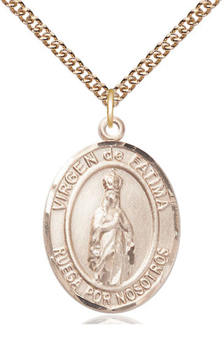 14kt Gold Filled Virgen de Fatima Medal Catholic Jewelry Engraved Catholic Saint Jewelry