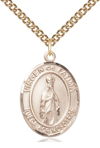 14kt Gold Filled Virgen de Fatima Medal Catholic Jewelry Engraved Catholic Saint Jewelry
