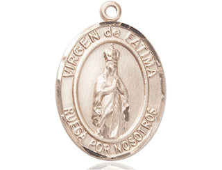 14kt Gold Virgen de Fatima Medal Engraved Catholic Saint Jewelry