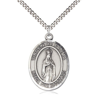 Pewter Virgen de Fatima Medal Catholic Jewelry Engraved Catholic Saint Jewelry
