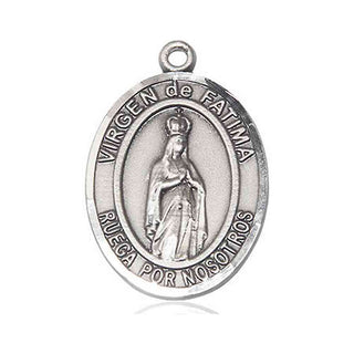 Sterling Silver Virgen de Fatima Medal Catholic Jewelry Engraved Catholic Saint Jewelry