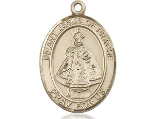 14kt Gold Filled Infant of Prague Medal Engraved Catholic Saint Jewelry