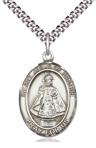 Pewter Infant of Prague Medal Catholic Jewelry Engraved Catholic Saint Jewelry