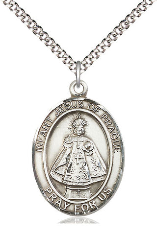 Pewter Infant of Prague Medal Catholic Jewelry Engraved Catholic Saint Jewelry