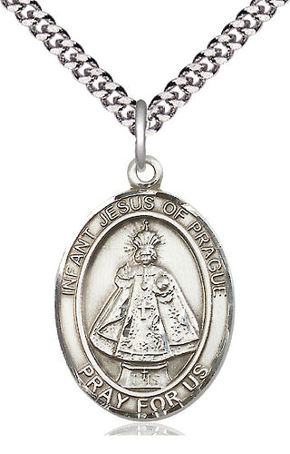 Pewter Infant of Prague Medal Catholic Jewelry Engraved Catholic Saint Jewelry