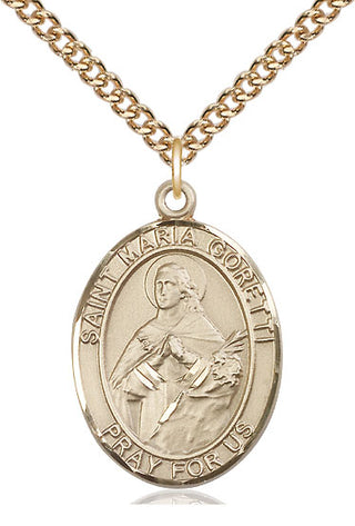 14kt Gold Filled Saint Maria Goretti Medal Catholic Jewelry Engraved Catholic Saint Jewelry