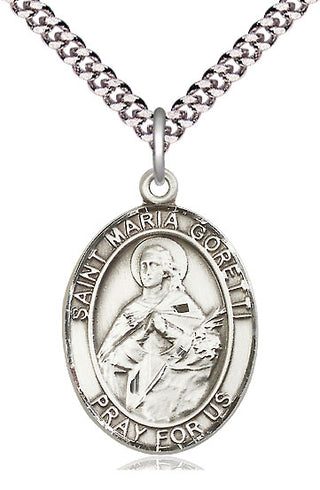 Pewter Saint Maria Goretti Medal Catholic Jewelry Engraved Catholic Saint Jewelry