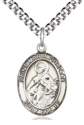 Pewter Saint Maria Goretti Medal Catholic Jewelry Engraved Catholic Saint Jewelry