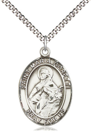 Pewter Saint Maria Goretti Medal Catholic Jewelry Engraved Catholic Saint Jewelry