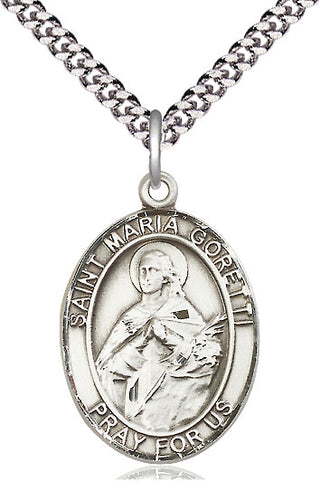 Pewter Saint Maria Goretti Medal Catholic Jewelry Engraved Catholic Saint Jewelry