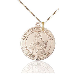 14kt Gold Filled Saint Maria Goretti Medal Catholic Jewelry Engraved Catholic Saint Jewelry