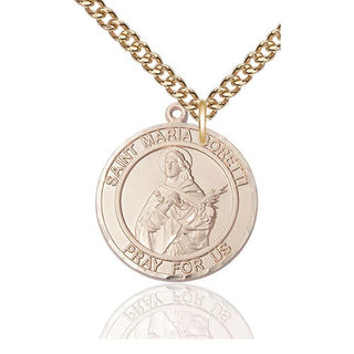 14kt Gold Filled Saint Maria Goretti Medal Catholic Jewelry Engraved Catholic Saint Jewelry