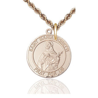 14kt Gold Filled Saint Maria Goretti Medal Catholic Jewelry Engraved Catholic Saint Jewelry
