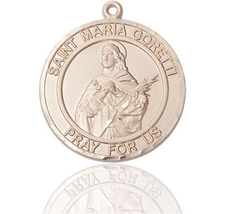 14kt Gold Saint Maria Goretti Medal Engraved Catholic Saint Jewelry
