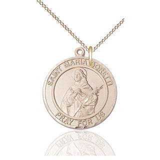 14kt Gold Saint Maria Goretti Medal Engraved Catholic Saint Jewelry