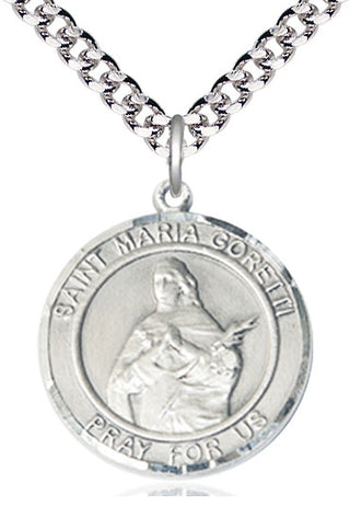 Pewter Saint Maria Goretti Medal Catholic Jewelry Engraved Catholic Saint Jewelry