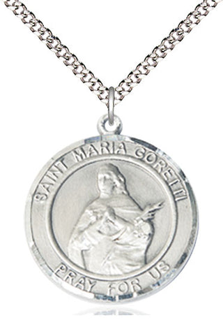 Pewter Saint Maria Goretti Medal Catholic Jewelry Engraved Catholic Saint Jewelry