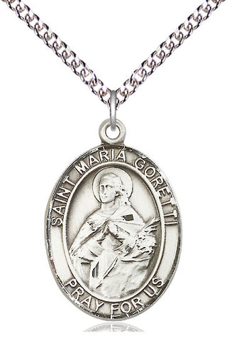 Sterling Silver Saint Maria Goretti Medal Catholic Jewelry Engraved Catholic Saint Jewelry