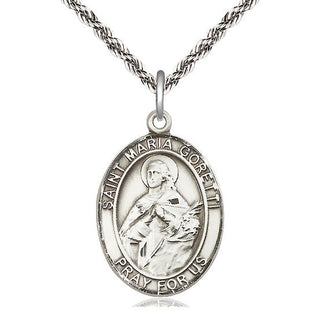 Sterling Silver Saint Maria Goretti Medal Catholic Jewelry Engraved Catholic Saint Jewelry