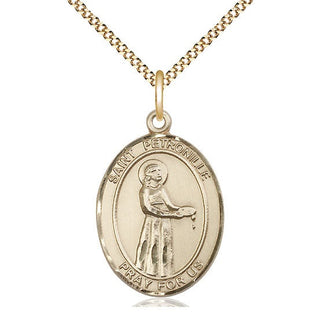 14kt Gold Filled Saint Petronille Medal Catholic Jewelry Engraved Catholic Saint Jewelry