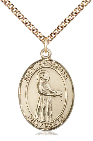 14kt Gold Filled Saint Petronille Medal Catholic Jewelry Engraved Catholic Saint Jewelry