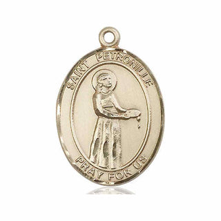 14kt Gold Saint Petronille Medal Engraved Catholic Saint Jewelry