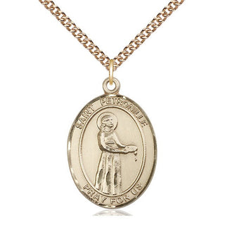 14kt Gold Saint Petronille Medal Engraved Catholic Saint Jewelry