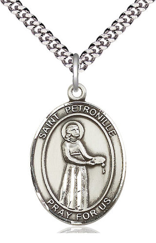 Pewter Saint Petronille Medal Catholic Jewelry Engraved Catholic Saint Jewelry