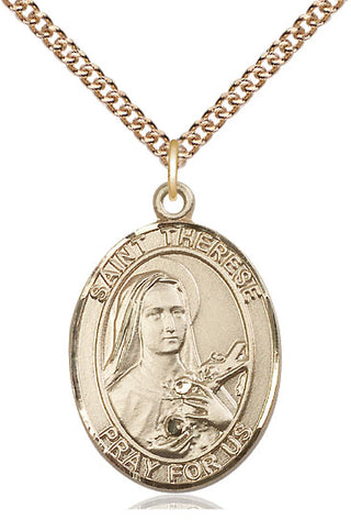 14kt Gold Filled Saint Therese of Lisieux Medal Catholic Jewelry Engraved Catholic Saint Jewelry