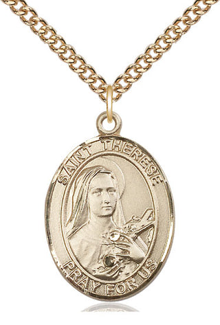 14kt Gold Filled Saint Therese of Lisieux Medal Catholic Jewelry Engraved Catholic Saint Jewelry